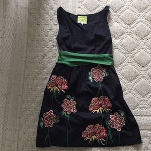Black Floral Needlepoint Dress